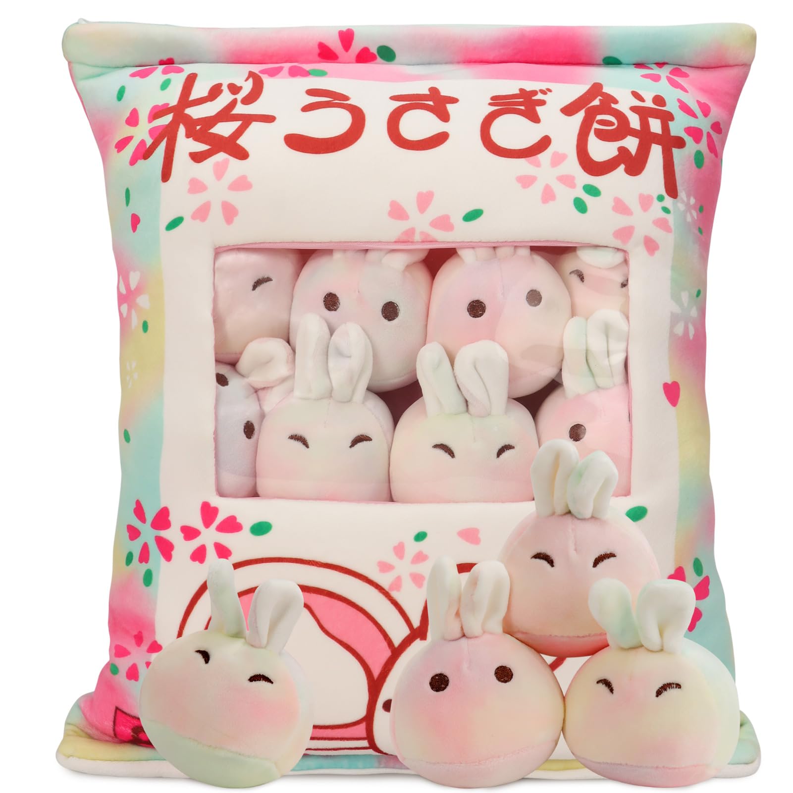 Jilpak Bunny Plush Pillow, Cute Bunny Pillow With Bunny Plushies, Bag Of Bunny Stuffed Animal Dolls, Stuffed Bunny Gift For Kids